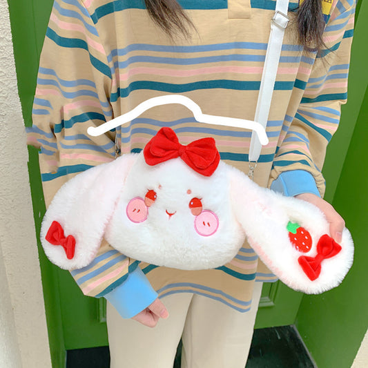 Kawaii Bunny Bag Cute Anime Cartoon Strawberry Embroidery Rabbit Shoulder Bag