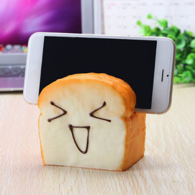Kawaii Toast Cute Phone Holder Squishy Soulagement du stress et de l'anxiété Jouets Simulation à montée lente