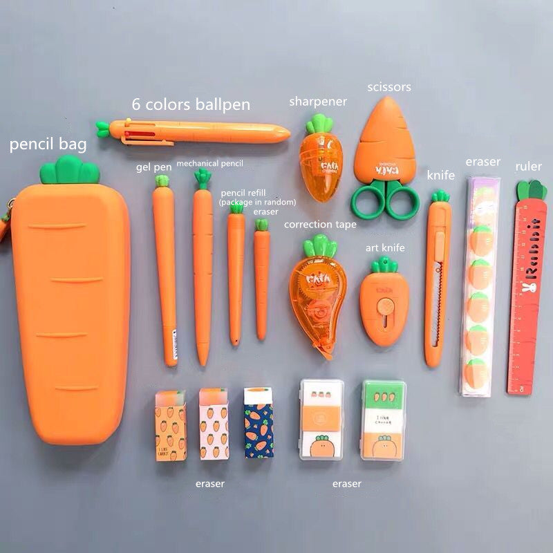 Caja de lápices Kawaii Papelería de zanahoria Diseño lindo