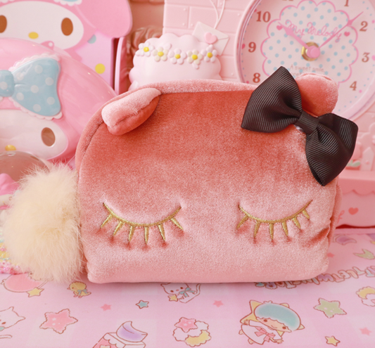 Kawaii dessin animé Kitty peluche portefeuille sacs petite boule de fourrure chaton sac cosmétique filles sacs de maquillage pour amoureux enfants cadeaux chat mignon