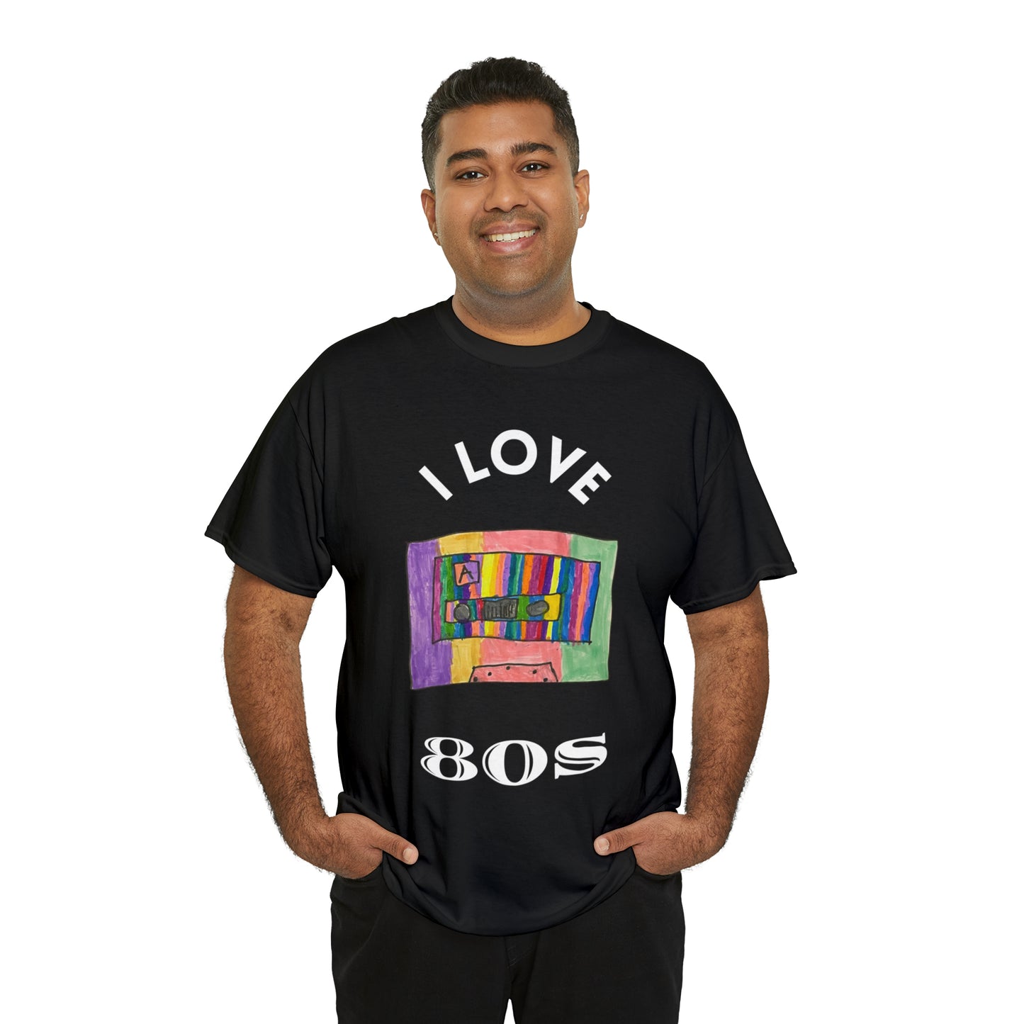 I Love 80s Cassette Art Camiseta Camiseta de algodón pesado unisex 