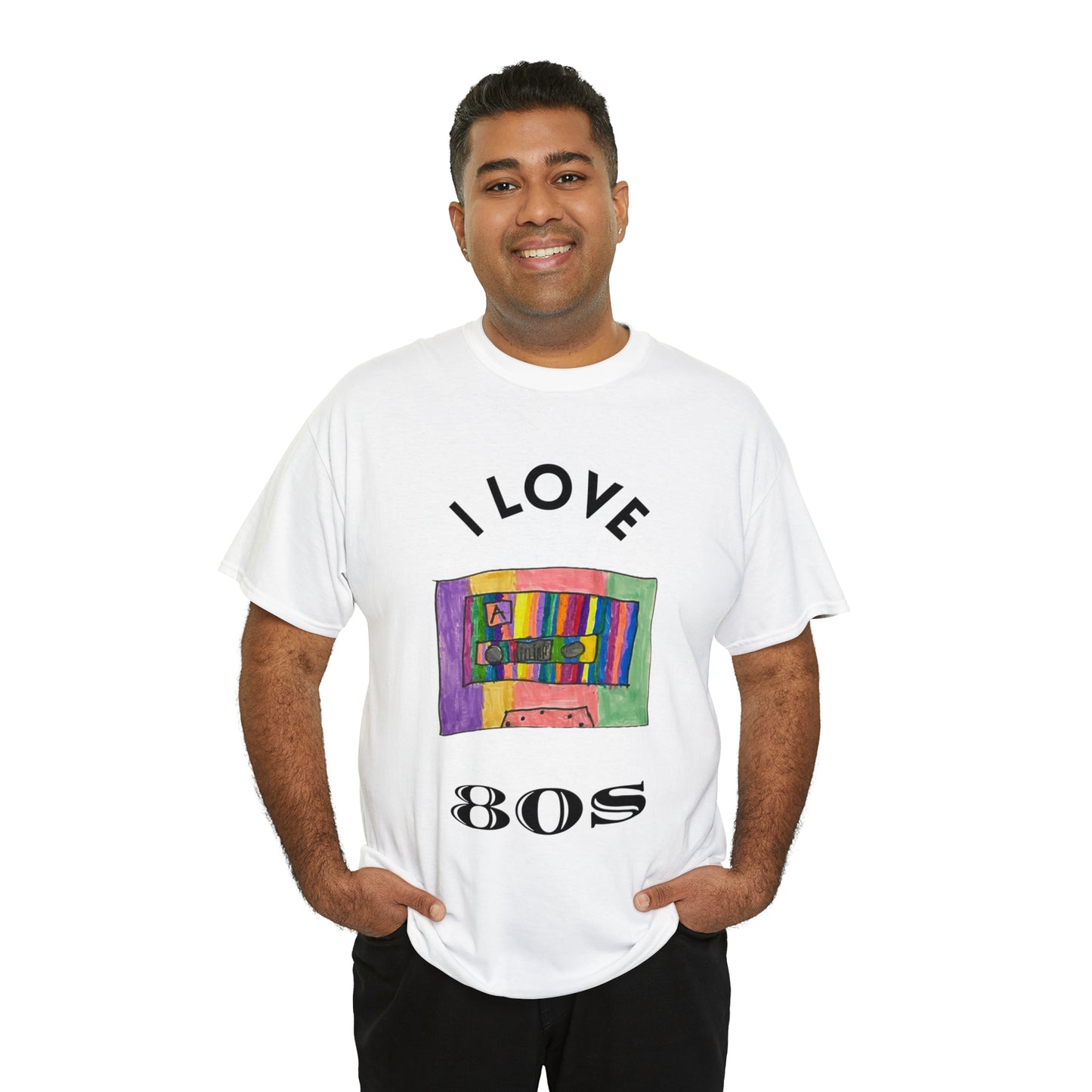 I Love 80s Cassette Art Camiseta Camiseta de algodón pesado unisex 