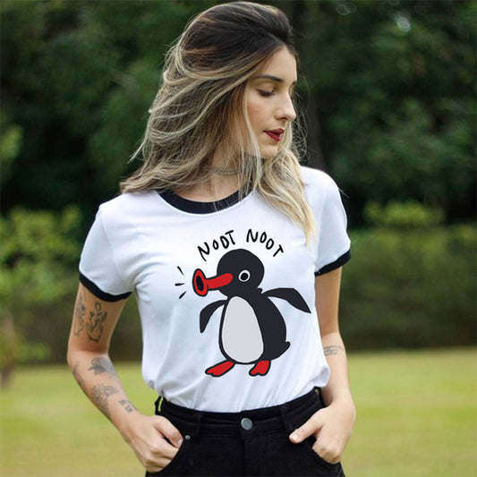 Kawaii Noot Noot Penguin Mujeres Camiseta Divertido Lindo Anime Diseño Harajuku