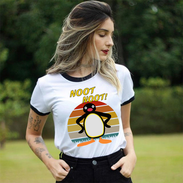 Kawaii Noot Noot Penguin Mujeres Camiseta Divertido Lindo Anime Diseño Harajuku