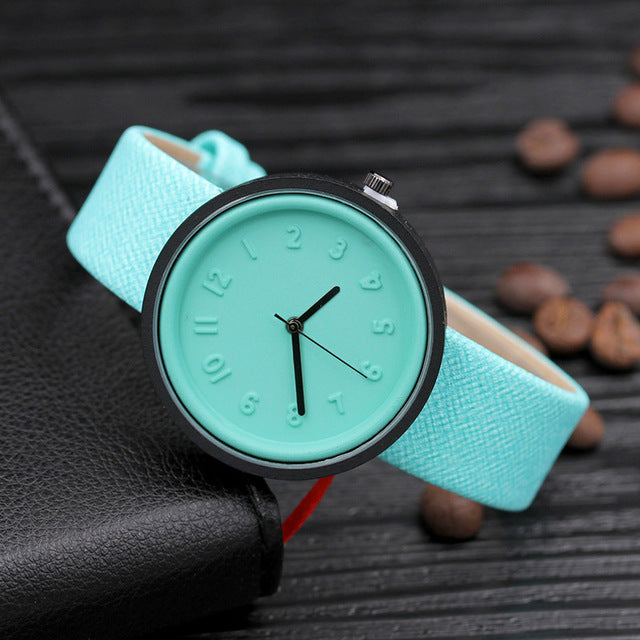 Reloj de mujer de moda Kawaii Reloj de caramelo de mujer de cuero