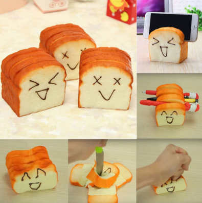 Kawaii Toast Cute Phone Holder Squishy Stress and Anxiety Relief Toys Slow Rising Simulation