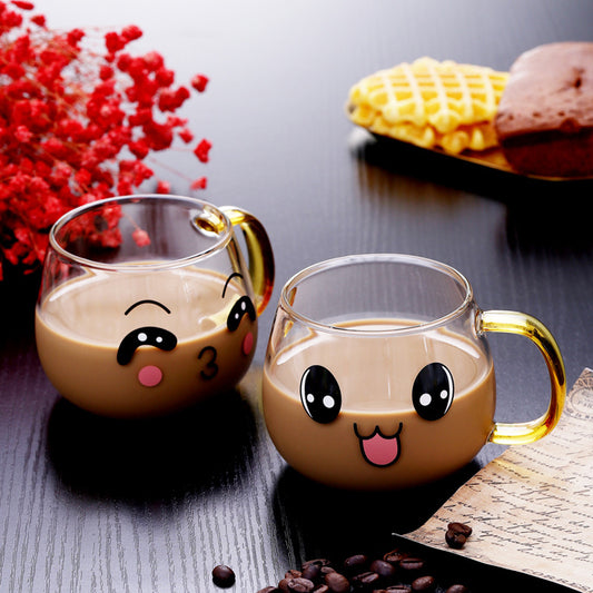 Tasse à café et chocolat Kawaii en verre Expression Moka Mug 280 ml