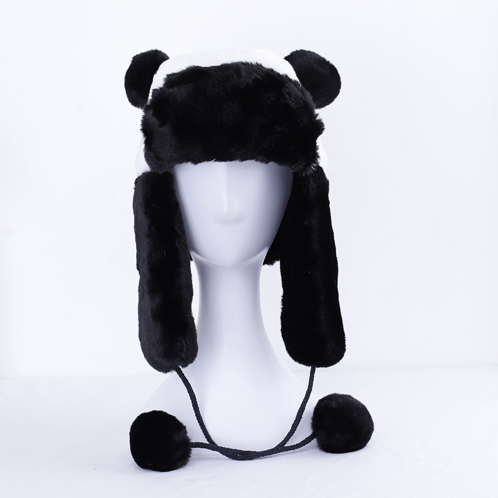 Kawaii Panda Hat Cache-oreilles Design mignon en peluche Protection des oreilles chaudes Harajuku