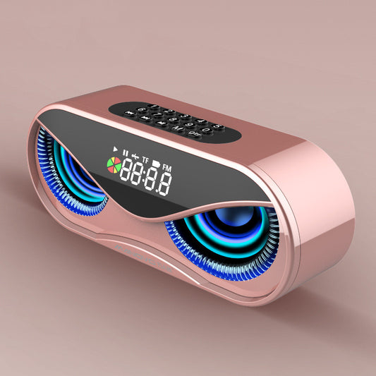 Haut-parleur Bluetooth Kawaii Owl Eyes Lumières colorées, haut-parleurs doubles, boutons numériques, Great Sound Cool