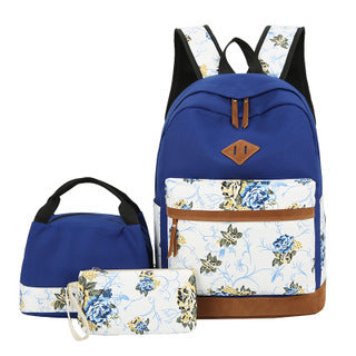 Kawaii Japanese Style Backpack With Floral Shoulders Set Cute Backpack, Lunch Bag and Pen Bag