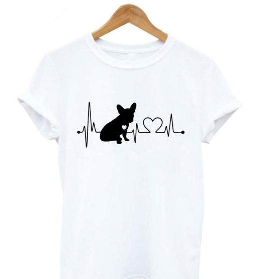 Kawaii T-shirt female Short-sleeved shirt Heart Beat for Animals and Nature