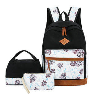 Mochila de estilo japonés Kawaii con juego de hombros florales Linda mochila, bolsa de almuerzo y bolsa para bolígrafos