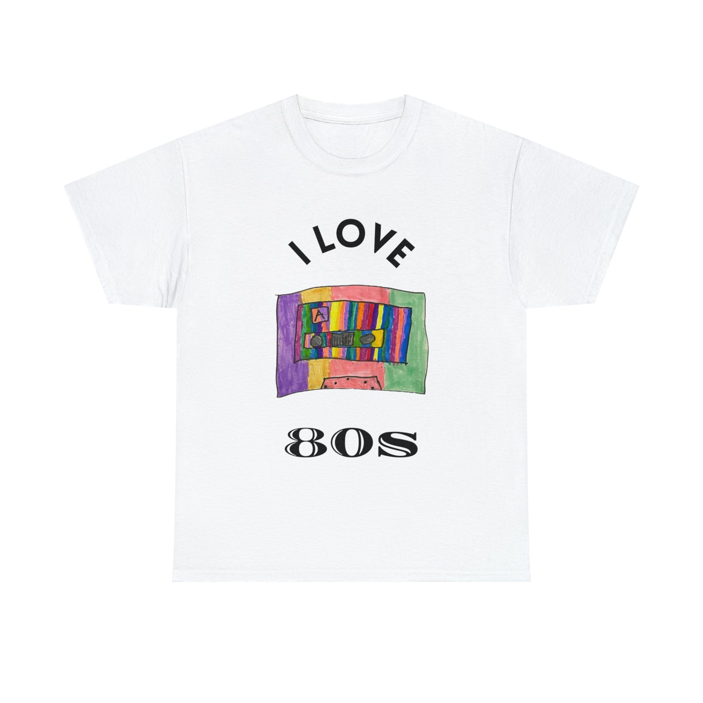 I Love 80s Cassette Art T-shirt Unisex Heavy Cotton Tee