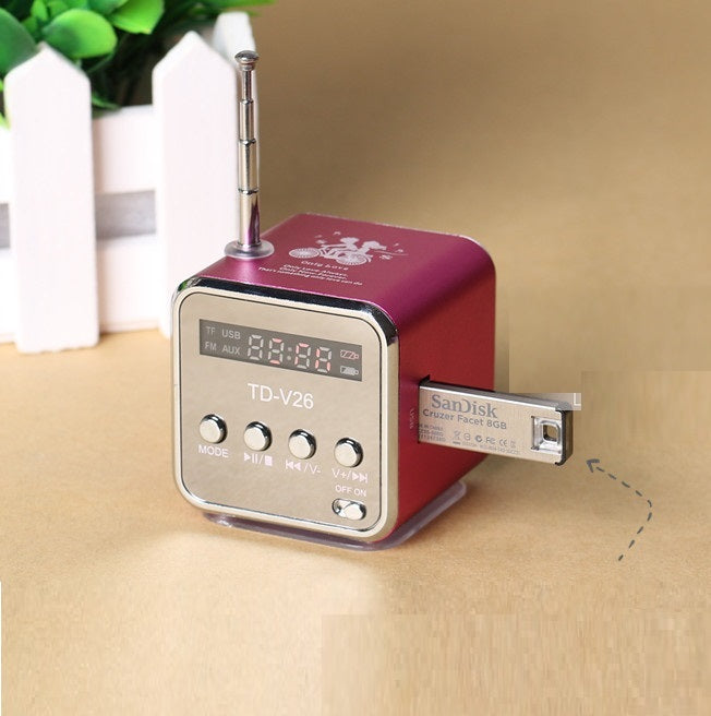 Kawaii Bluetooth Speaker Creative Vintage Radio U Puerto con pantalla Mini TDV26 Tarjeta
