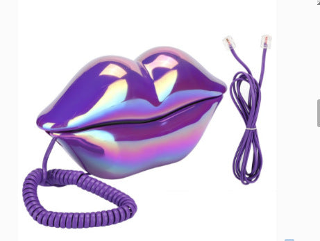 Teléfono de labios Kawaii Kiss, labios rojos llameantes, boca grande, teléfono fijo, teléfono retro vintage de los años 80