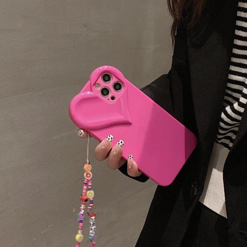 Kawaii Rose Love Wrist Strap Silicone Cute Mobile Phone Case