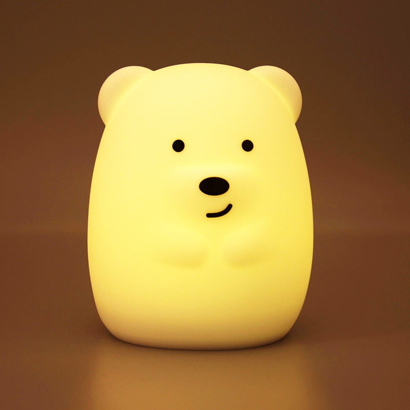 Kawaii Rechargeable Silicone Night Light Remote Control Pat Induction Colorful Penguin Bear