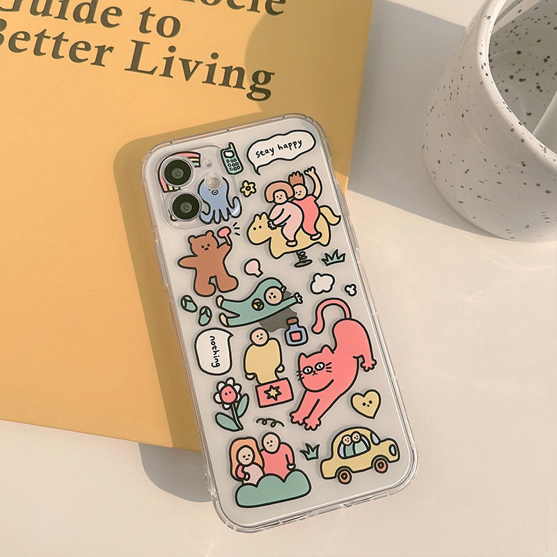 Kawaii Funny Cat Anime Phone Case Transparent Tpu Creative