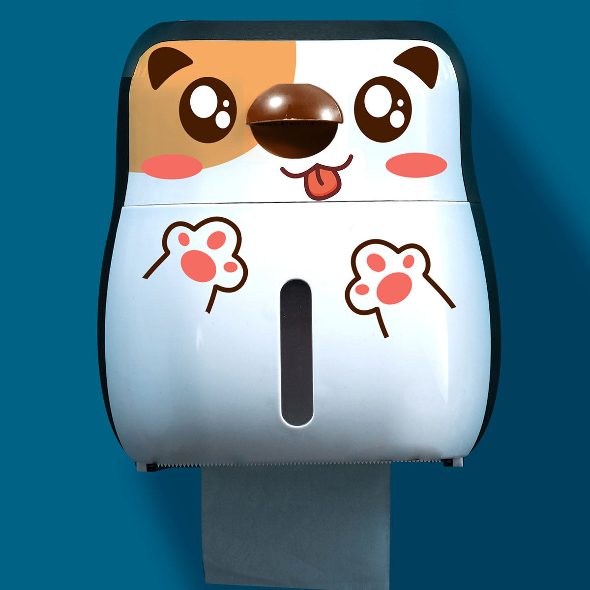 Rollo de tubo de papel impermeable sin perforaciones de animales Kawaii con caja de almacenamiento, caja de papel creativa con lindo pingüino, oso y perro