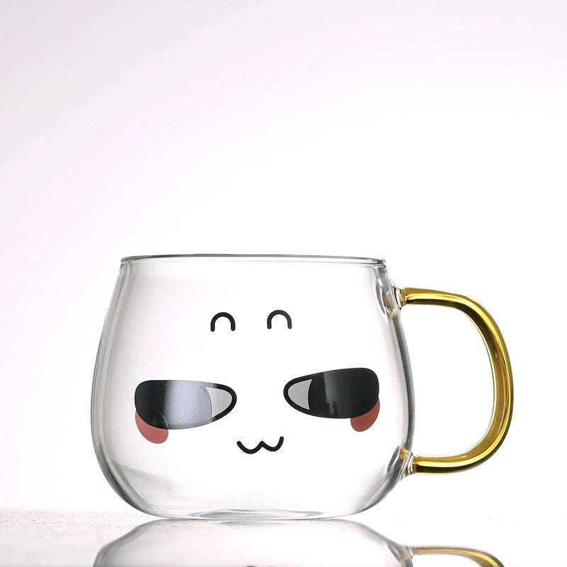 Kawaii Coffee &amp; Chocolate Cup Glass Expression Moka Mug 280ml