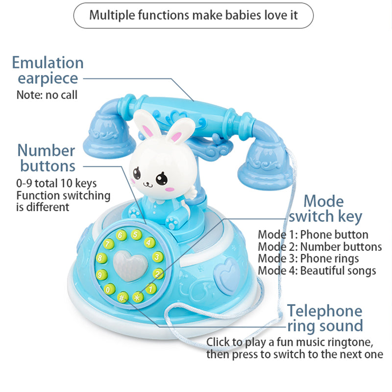 Kawaii Cartoon Rabbit Telephone Vintage Children Toy Early Education Story Machine