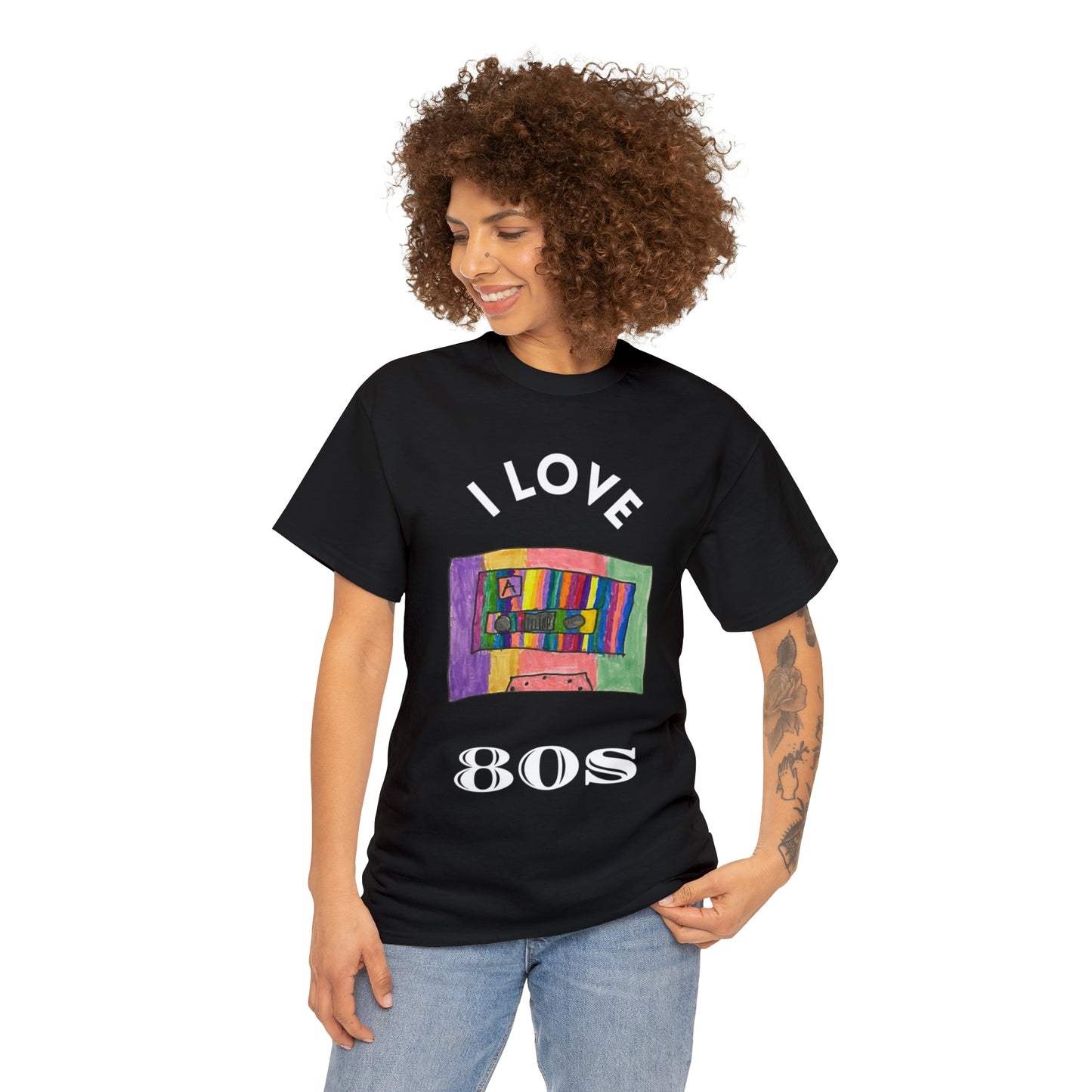 I Love 80s Cassette Art T-shirt T-shirt unisexe en coton épais 