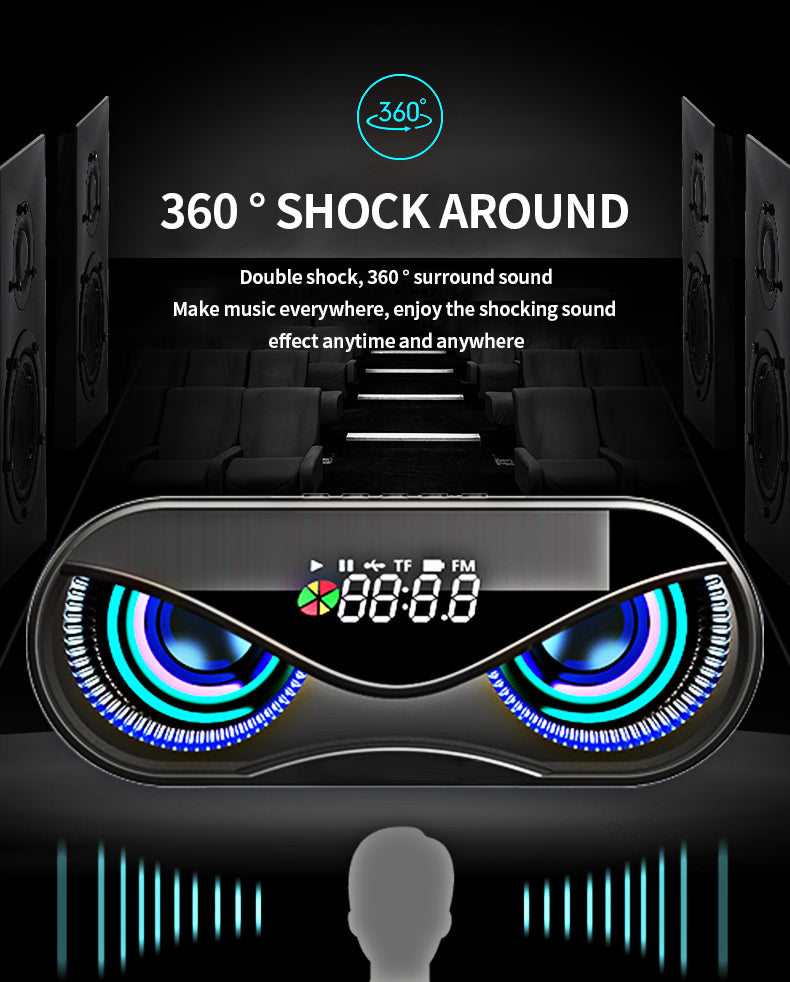 Altavoz Bluetooth Kawaii Owl Eyes Luces de colores, altavoces duales, botones digitales, Great Sound Cool
