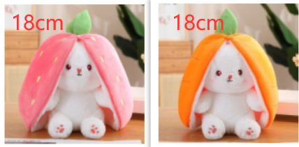 Kawaii Rabbit Fruits Transfigured Cute Bunny Plush Toy Cute to Carrot Strawberry Turn Into Rabbit Plush Toy Birthday Christmas Gift Muppet