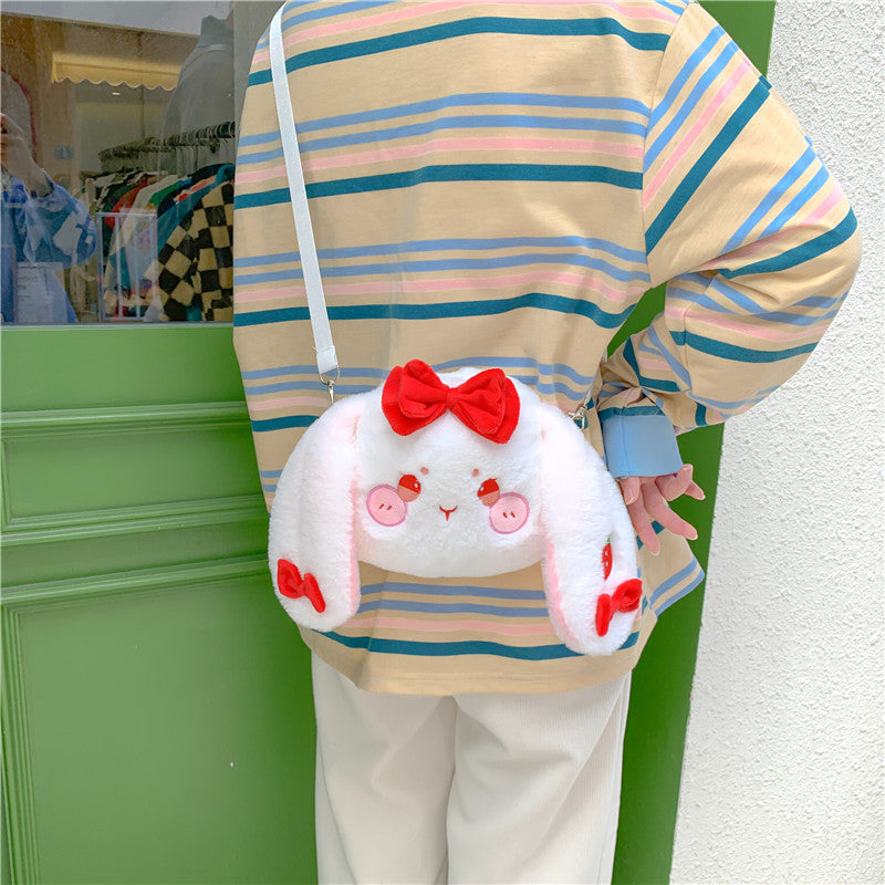 Kawaii Bunny Bag Cute Anime Cartoon Strawberry Embroidery Rabbit Shoulder Bag
