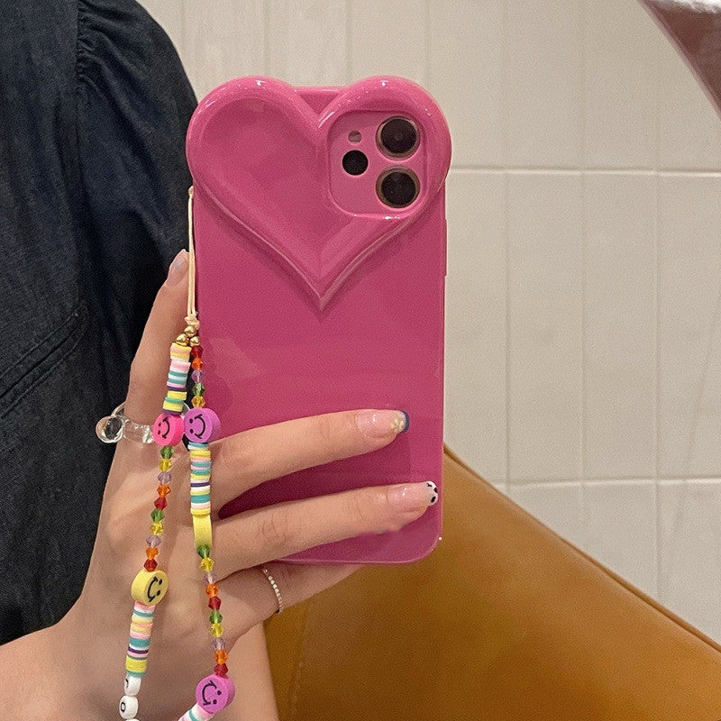 Étui de téléphone portable mignon en silicone avec dragonne Kawaii Rose Love