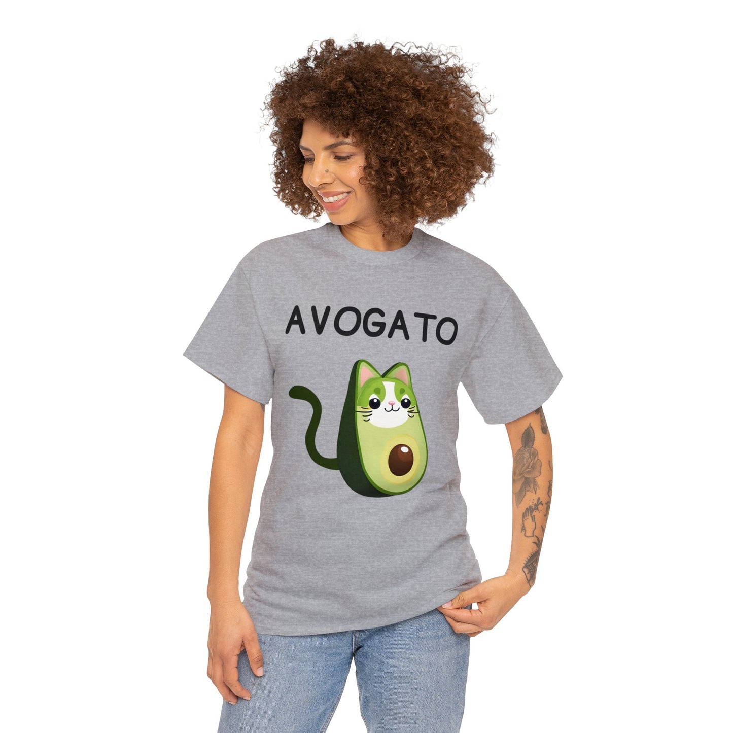 Avogato Funny T shirt Cute Avocado Cat Face Tee Novelty Humor Men Women Graphic Tee Kawaii Friends