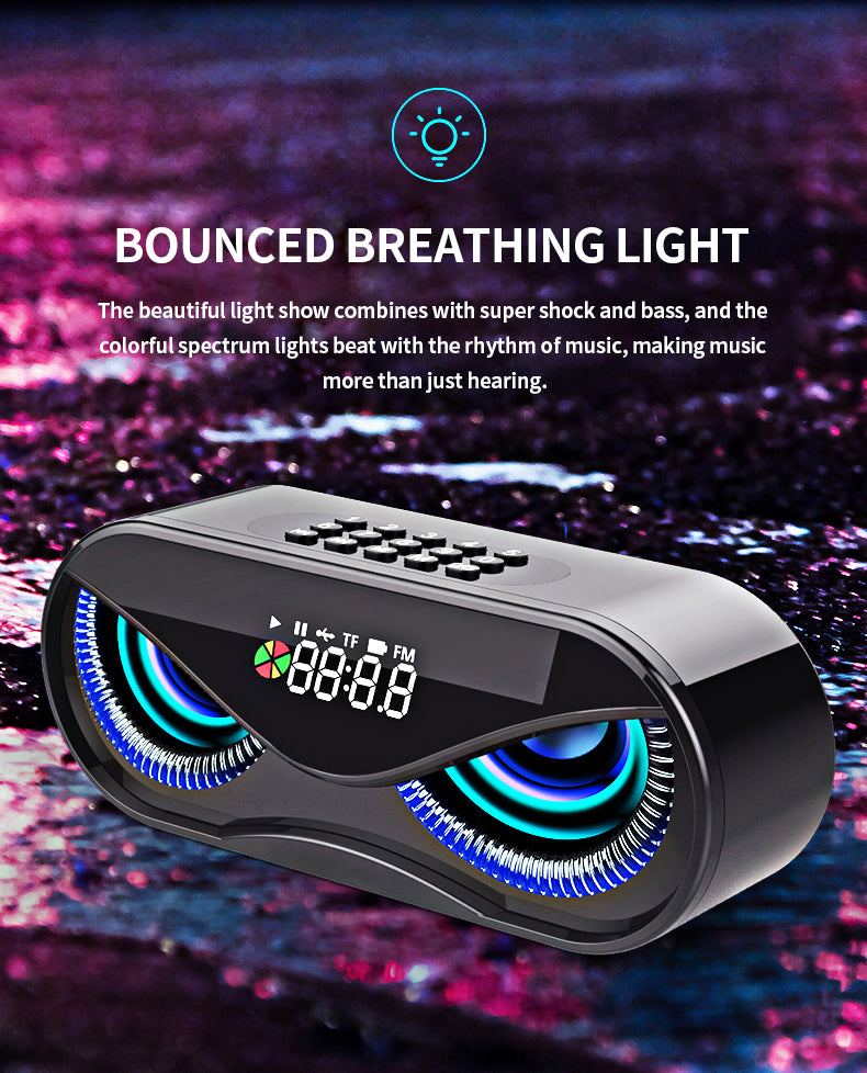 Altavoz Bluetooth Kawaii Owl Eyes Luces de colores, altavoces duales, botones digitales, Great Sound Cool