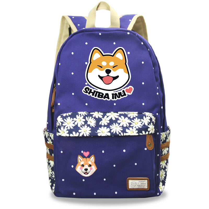 Mochila Kawaii Shiba Inu lindo perro mascota patrón impreso Harajuku