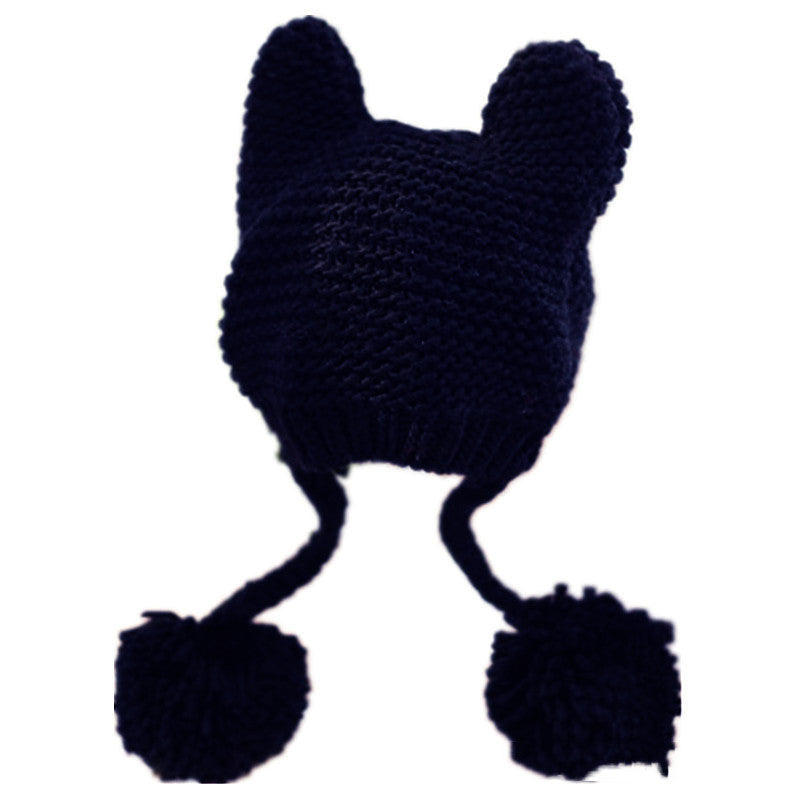 Kawaii Cat Ears Warm Hat Women's Hand Knitted Cute Design