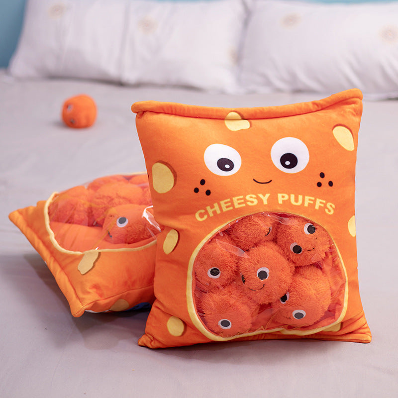 Kawaii Cheesy Puffs a Cute Snacks Bag Oreiller en peluche