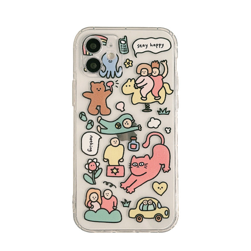 Kawaii Funny Cat Anime Phone Case Transparente Tpu Creativo