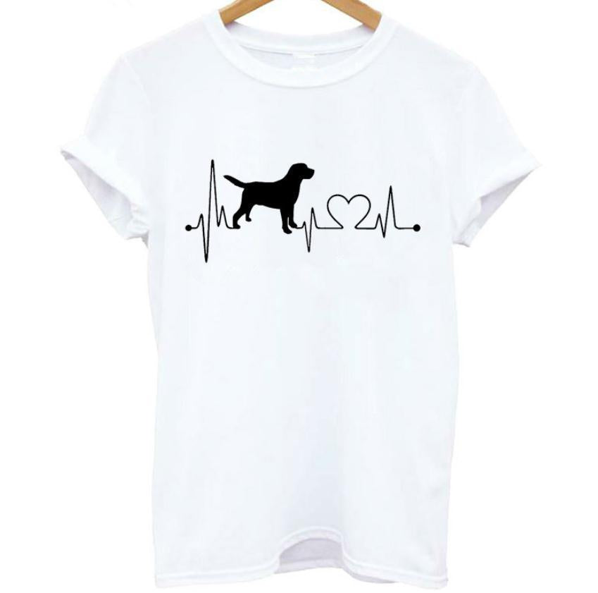 Kawaii T-shirt female Short-sleeved shirt Heart Beat for Animals and Nature