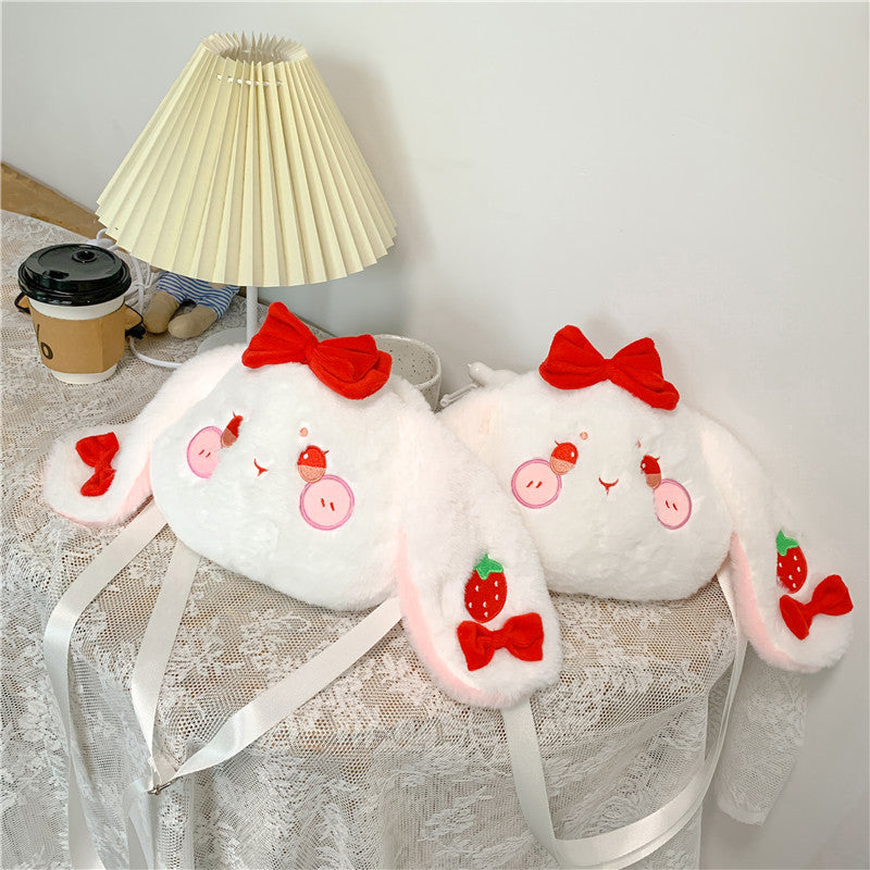 Kawaii lapin sac mignon Anime dessin animé fraise broderie lapin sac à bandoulière