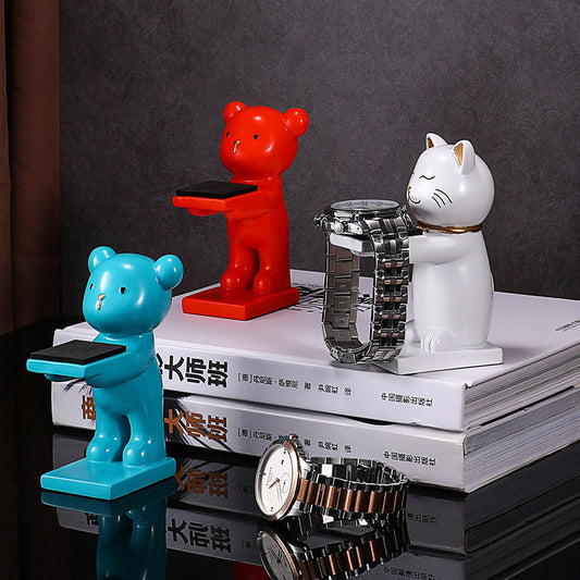 Kawaii Creative Cat Watch Table Cute Bear Display Stand
