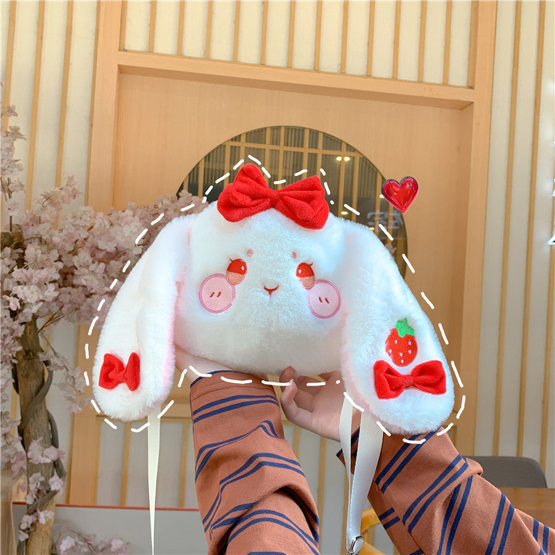 Kawaii Bunny Bag Cute Anime Cartoon Fresa Bordado Conejo Bolso de Hombro