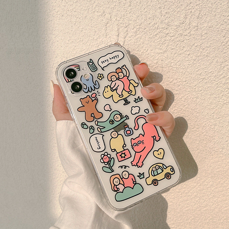 Kawaii Funny Cat Anime Phone Case Transparente Tpu Creativo